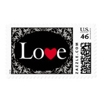 White Love Heart Stamp On Black