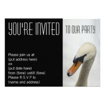 White Macro Swan Party Invitation