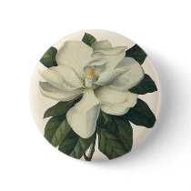 White Magnolia Blossom Button