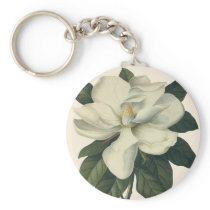 White Magnolia Blossom Key Chains