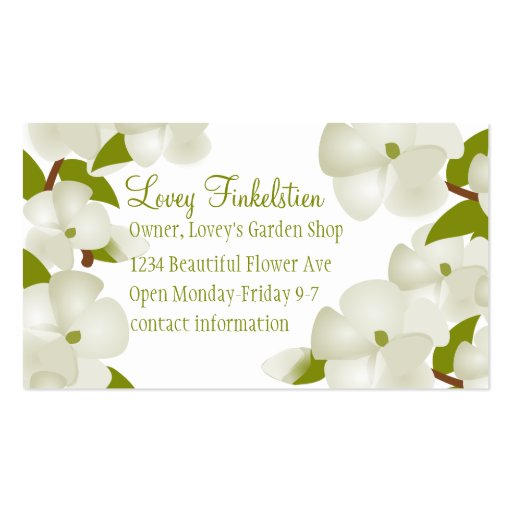 White Magnolia Blossoms Business Card Template