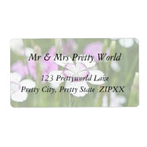White Maiden Pinks Personalized Shipping Label