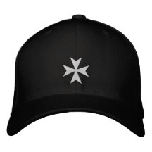 White Maltese Cross Embroidered Hat