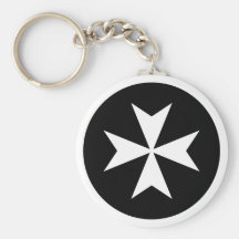 White Maltese Cross Key Chains