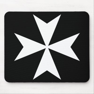 White Maltese Cross Mouse Mat by silhouette_emporium
