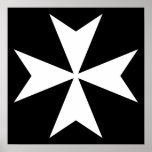 White Maltese Cross Poster