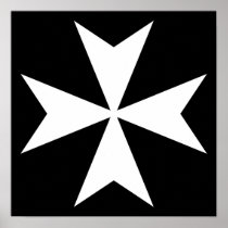 White Maltese Cross Poster