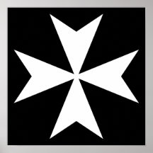 White Maltese Cross Poster
