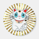 White Maneki Neko Beckoning Good Luck Cat Refrigerator Magnets