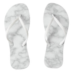 White Marble Print Flip Flops