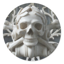 White Marble Skull & Bones with Ornaments Sticker