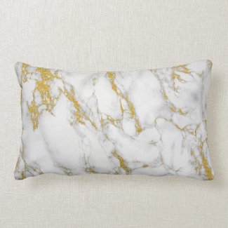 White Marble Stone Gild Accent Pillow
