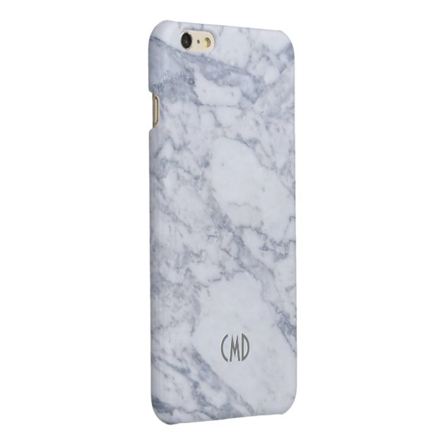 White Marble Stone Look Glossy iPhone 6 Plus Case-2