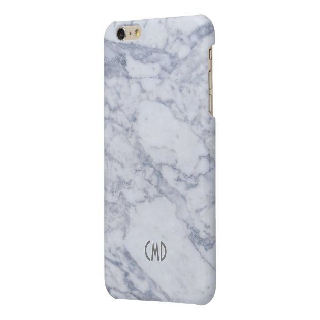 White Marble Stone Look Glossy iPhone 6 Plus Case