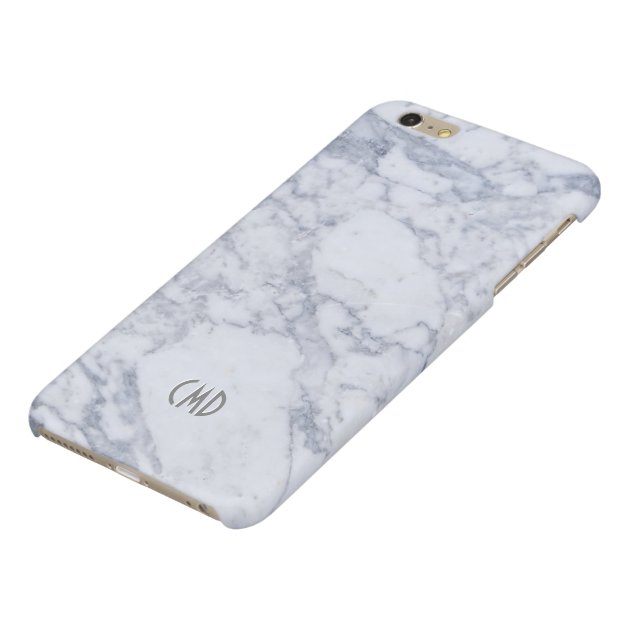 White Marble Stone Look Glossy iPhone 6 Plus Case-4