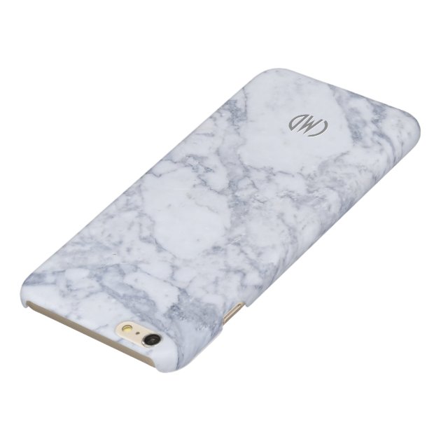 White Marble Stone Look Glossy iPhone 6 Plus Case-3