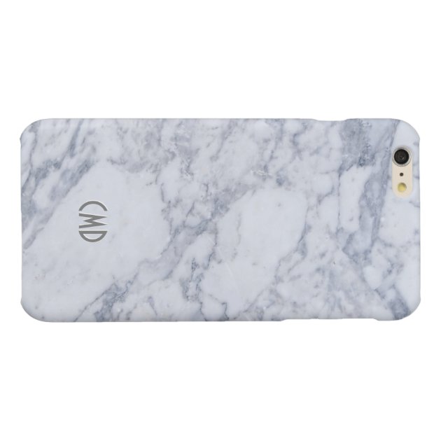 White Marble Stone Look Glossy iPhone 6 Plus Case-5