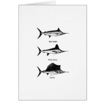 White Marlin - Blue Marlin - Sailfish Logo Greeting Cards