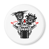 White Mc Pistons Skull magnets by WhiteTiger_LLC White Mc Pistons Skull magnets