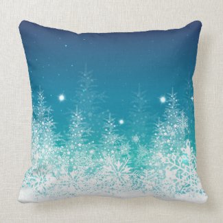 White & Midnight Blue Christmas SnowFlakes Pillow