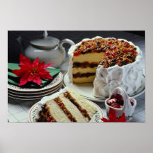White Mincemeat, walnut white layer cake flowers Posters