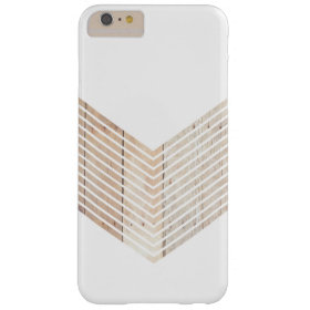 White Minimalist chevron with Wood Barely There iPhone 6 Plus Case