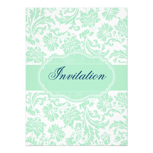 White & Mint-Green Floral Dam Bridal Shower Invite