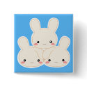 White Mochi Bunnies Button