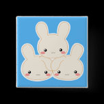 White Mochi Bunnies Button