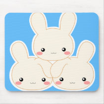 White Mochi Bunnies mouse pad mousepads by Nashiil White Mochi Bunnies mouse pad mousepads