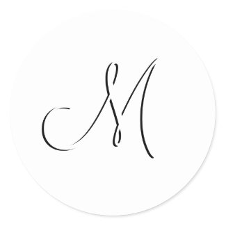 White Monogram M Wedding Invitation Seal sticker
