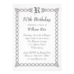 White Monogrammed Birthday Invitation