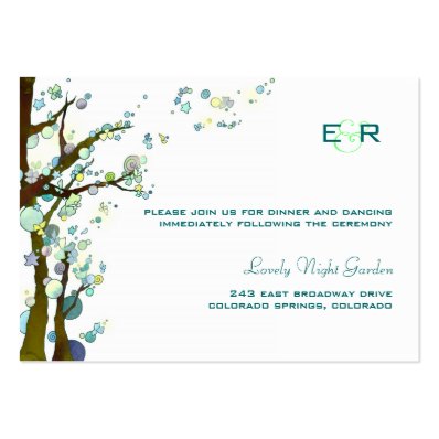 White Monogrammed Wedding Reception Enclosure Large Business Card