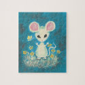 White Mouse with Yellow Flowers & Butterfly. puzzle