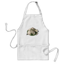 White Mums in Oval Apron