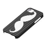 White mustache on black and gray stripes iPhone 5 covers