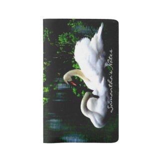 White Mute Swans Custom Large Moleskine Notebook Cover With Notebook