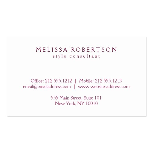 White Name Ribbon in Pink Glitter Business Card (back side)