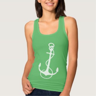 White Nautical Boat Anchor 2 Over Navy Blue Tee Shirt