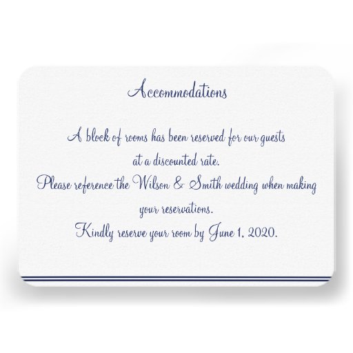 White Nautical Wedding Accommodations Cards
