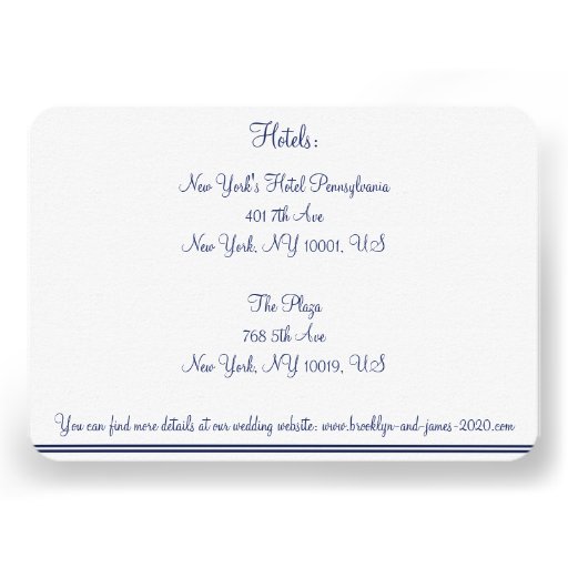 White Nautical Wedding Accommodations Cards