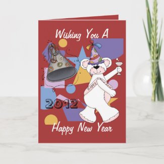 White New Years Bear card