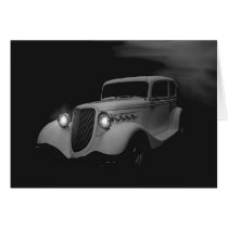 White Night Hot Rod Birthday cards