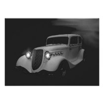 White Night Hot Rod Birthday invitations