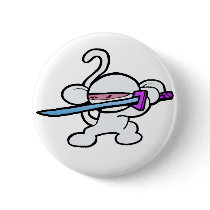 White Ninja On Guard-No Words buttons by OmanLegend White Ninja On Guard-No Words buttons