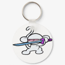 White Ninja On Guard-No Words keychains by OmanLegend White Ninja On Guard-No Words keychains