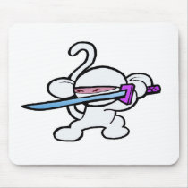 White Ninja On Guard-No Words mousepads by OmanLegend White Ninja On Guard-No Words mousepads