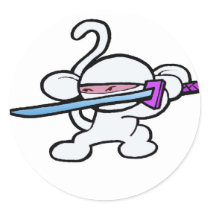 White Ninja On Guard-No Words stickers by OmanLegend White Ninja On Guard-No Words stickers