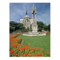 White Notre Dame Cathedral, Paris flowers postcards