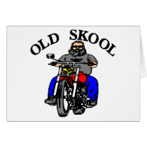 White Old Skool Biker Greeting Cards